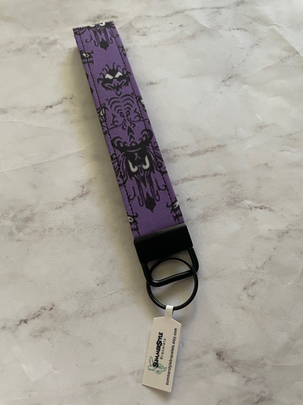 Purple Haunted Mansion Key Fob Wristlet